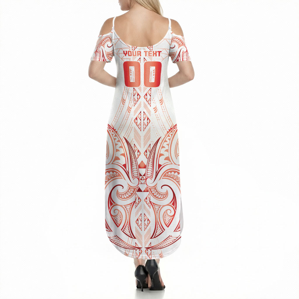 Maori Rugby Custom Ngaru Mangopare Summer Maxi Dress Whero Niho Taniwha Motif