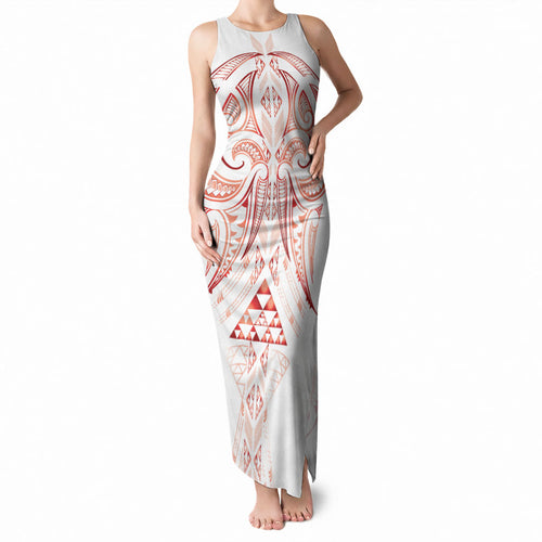 Maori Rugby Custom Ngaru Mangopare Tank Maxi Dress Whero Niho Taniwha Motif