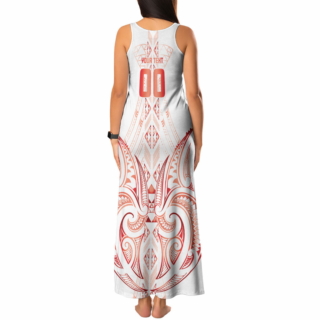 Maori Rugby Custom Ngaru Mangopare Tank Maxi Dress Whero Niho Taniwha Motif