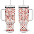 Maori Rugby Custom Ngaru Mangopare Tumbler With Handle Whero Niho Taniwha Motif