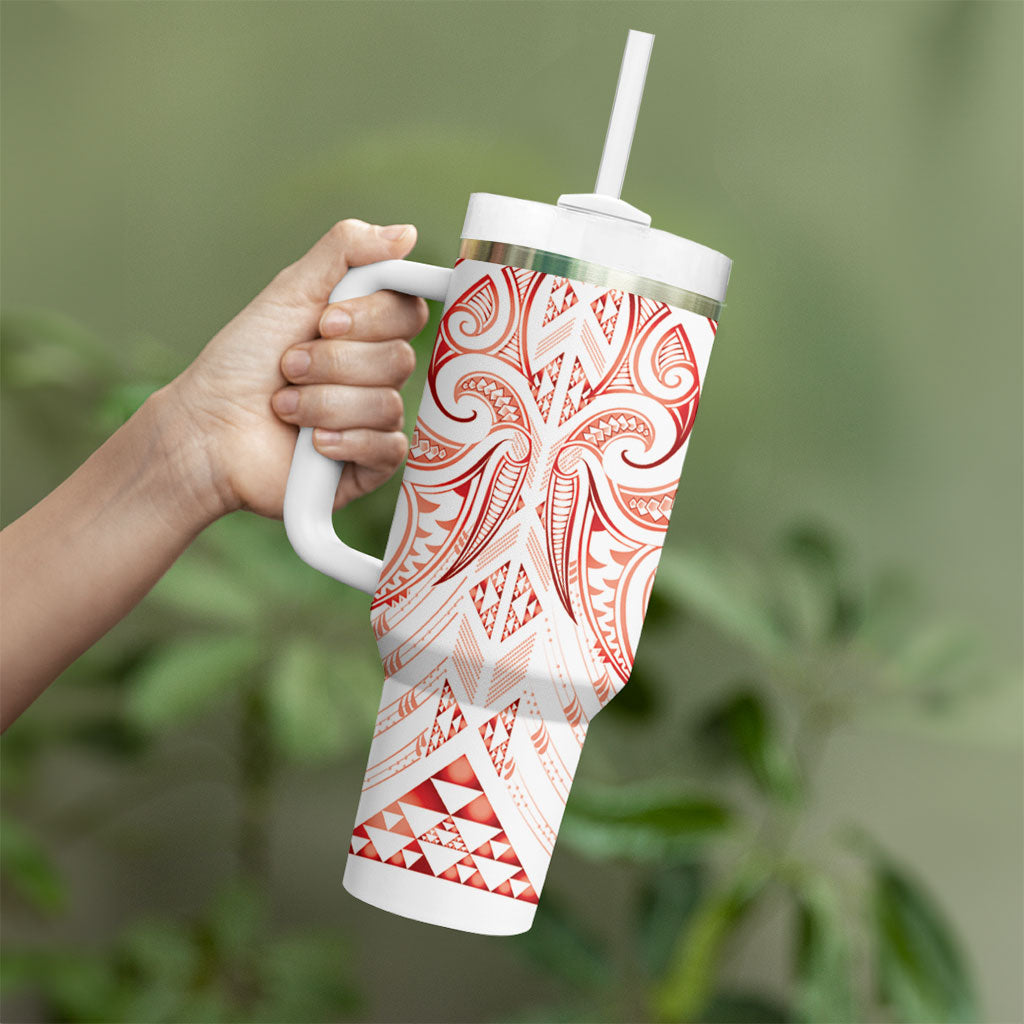 Maori Rugby Custom Ngaru Mangopare Tumbler With Handle Whero Niho Taniwha Motif