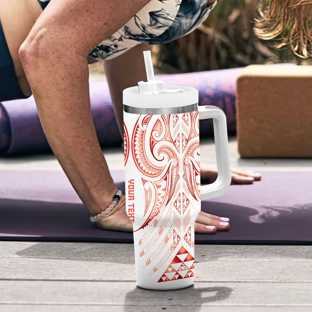 Maori Rugby Custom Ngaru Mangopare Tumbler With Handle Whero Niho Taniwha Motif