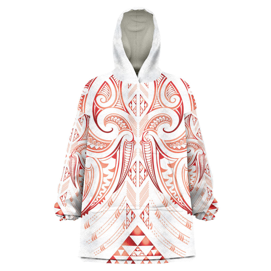 Maori Rugby Custom Ngaru Mangopare Wearable Blanket Hoodie Whero Niho Taniwha Motif