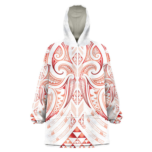 Maori Rugby Custom Ngaru Mangopare Wearable Blanket Hoodie Whero Niho Taniwha Motif