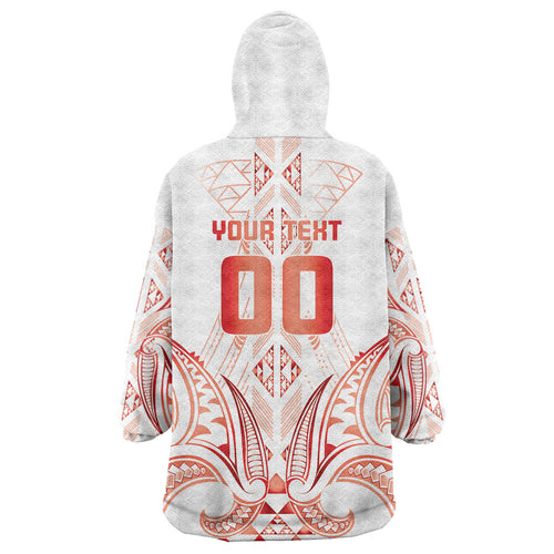 Maori Rugby Custom Ngaru Mangopare Wearable Blanket Hoodie Whero Niho Taniwha Motif