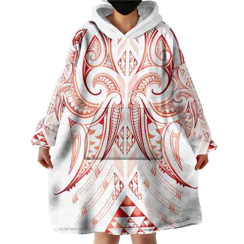 Maori Rugby Custom Ngaru Mangopare Wearable Blanket Hoodie Whero Niho Taniwha Motif