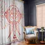 Maori Rugby Custom Ngaru Mangopare Window Curtain Whero Niho Taniwha Motif