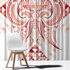 Maori Rugby Custom Ngaru Mangopare Window Curtain Whero Niho Taniwha Motif