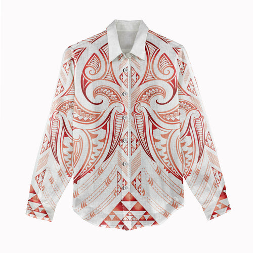 Maori Rugby Custom Ngaru Mangopare Women Casual Shirt Whero Niho Taniwha Motif