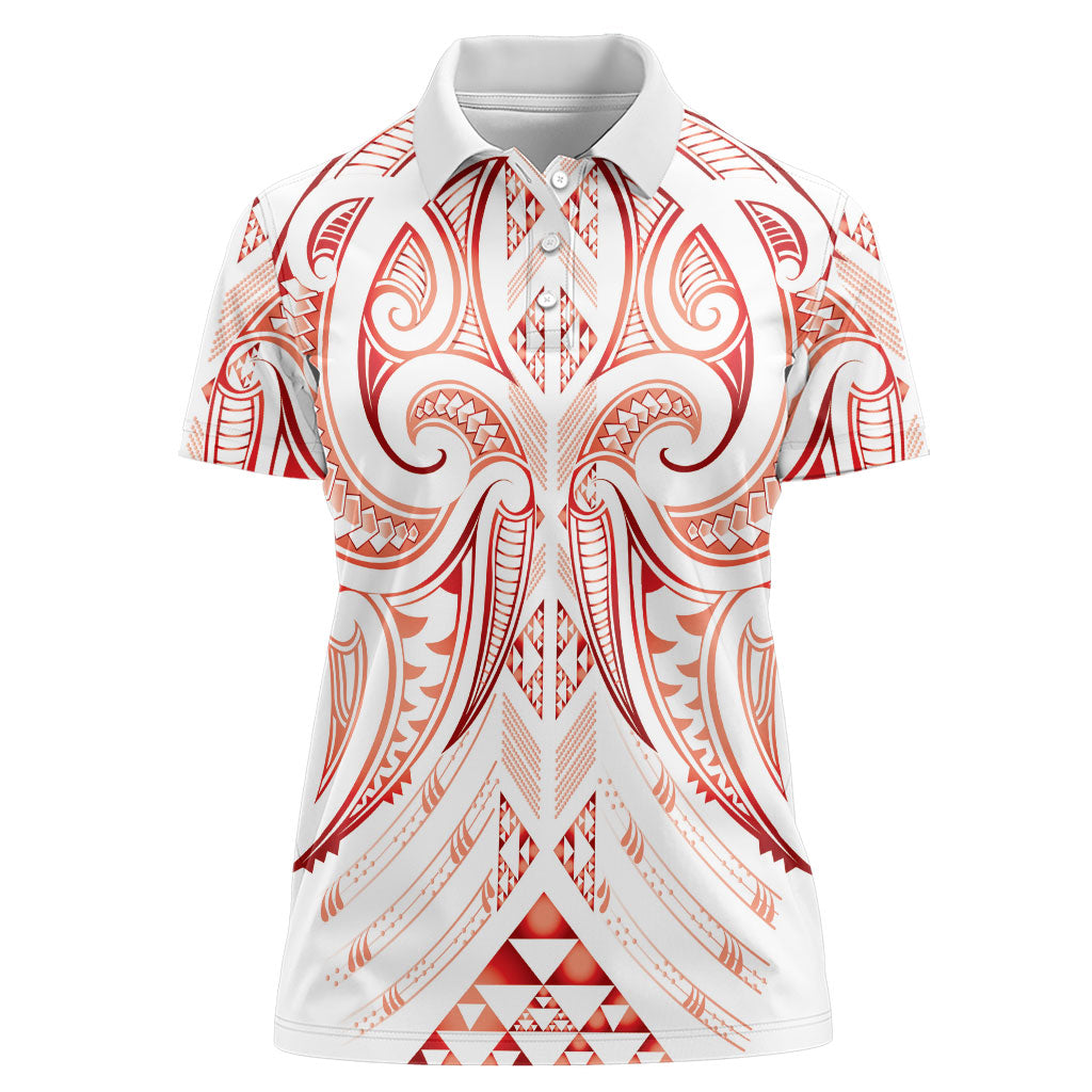Maori Rugby Custom Ngaru Mangopare Women Polo Shirt Whero Niho Taniwha Motif