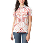 Maori Rugby Custom Ngaru Mangopare Women Polo Shirt Whero Niho Taniwha Motif