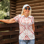 Maori Rugby Custom Ngaru Mangopare Women Polo Shirt Whero Niho Taniwha Motif