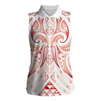 Maori Rugby Custom Ngaru Mangopare Women Sleeveless Polo Shirt Whero Niho Taniwha Motif