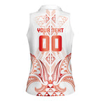 Maori Rugby Custom Ngaru Mangopare Women Sleeveless Polo Shirt Whero Niho Taniwha Motif