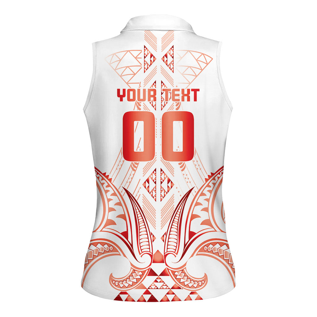 Maori Rugby Custom Ngaru Mangopare Women Sleeveless Polo Shirt Whero Niho Taniwha Motif