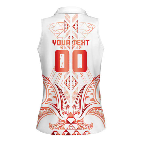 Maori Rugby Custom Ngaru Mangopare Women Sleeveless Polo Shirt Whero Niho Taniwha Motif