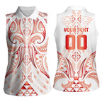 Maori Rugby Custom Ngaru Mangopare Women Sleeveless Polo Shirt Whero Niho Taniwha Motif