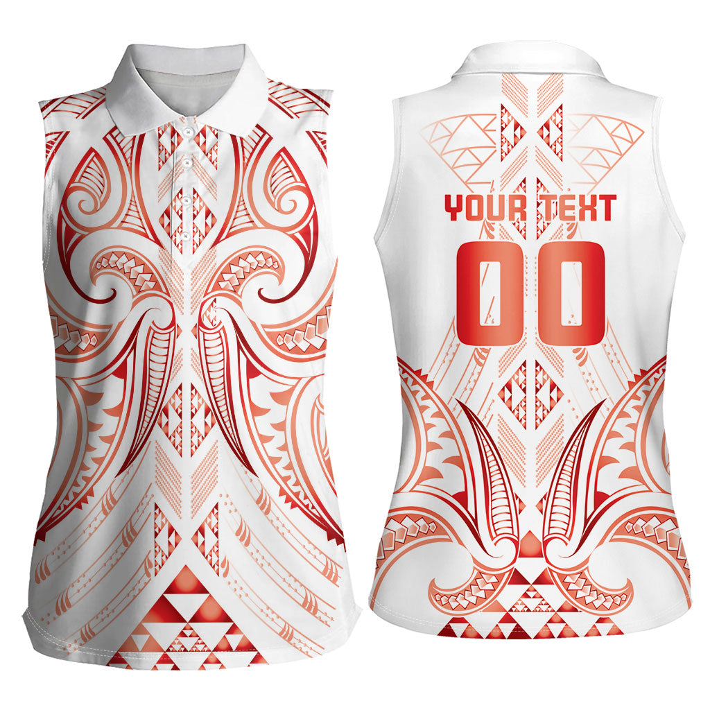 Maori Rugby Custom Ngaru Mangopare Women Sleeveless Polo Shirt Whero Niho Taniwha Motif