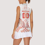 Maori Rugby Custom Ngaru Mangopare Women Sleeveless Polo Shirt Whero Niho Taniwha Motif