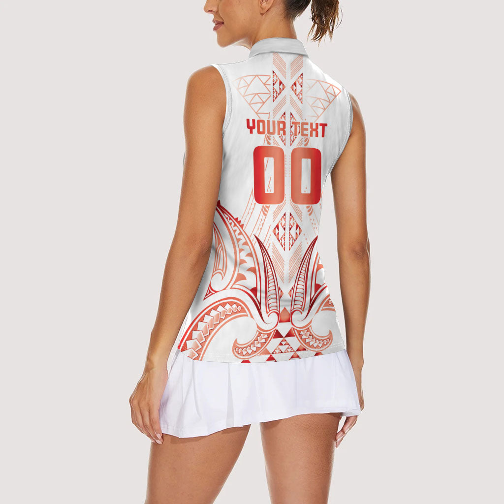 Maori Rugby Custom Ngaru Mangopare Women Sleeveless Polo Shirt Whero Niho Taniwha Motif