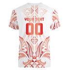 Maori Rugby Custom Ngaru Mangopare Women V-Neck T-Shirt Whero Niho Taniwha Motif