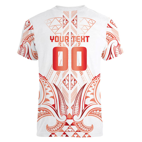 Maori Rugby Custom Ngaru Mangopare Women V-Neck T-Shirt Whero Niho Taniwha Motif