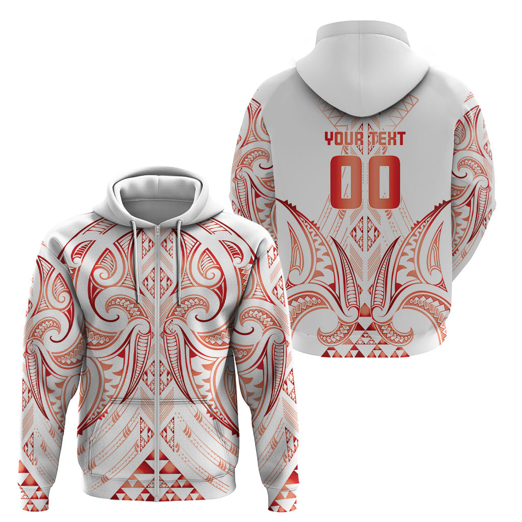 Maori Rugby Custom Ngaru Mangopare Zip Hoodie Whero Niho Taniwha Motif