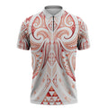 Maori Rugby Custom Ngaru Mangopare Zipper Polo Shirt Whero Niho Taniwha Motif