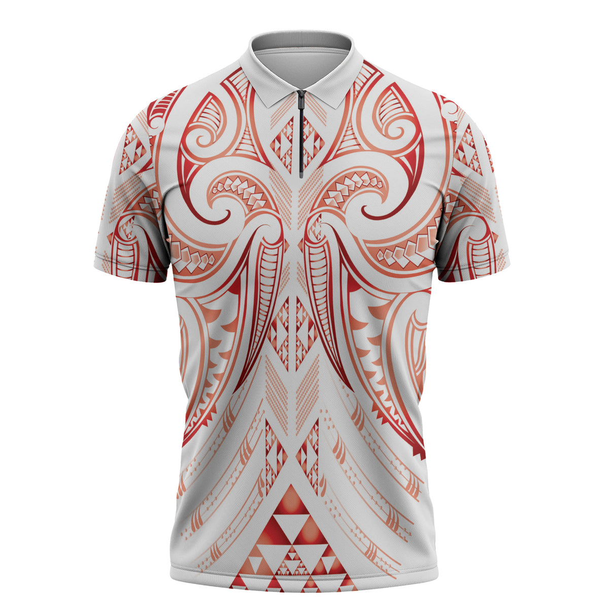 Maori Rugby Custom Ngaru Mangopare Zipper Polo Shirt Whero Niho Taniwha Motif