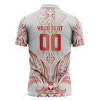 Maori Rugby Custom Ngaru Mangopare Zipper Polo Shirt Whero Niho Taniwha Motif