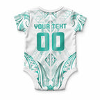 Maori Rugby Custom Ngaru Mangopare Baby Onesie Karikiorangi Taniwha Motif
