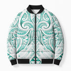 Maori Rugby Custom Ngaru Mangopare Bomber Puffer Jacket Karikiorangi Taniwha Motif
