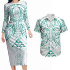 Maori Rugby Custom Ngaru Mangopare Couples Matching Long Sleeve Bodycon Dress and Hawaiian Shirt Karikiorangi Taniwha Motif