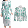 Maori Rugby Custom Ngaru Mangopare Couples Matching Long Sleeve Bodycon Dress and Long Sleeve Button Shirt Karikiorangi Taniwha Motif