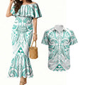Maori Rugby Custom Ngaru Mangopare Couples Matching Mermaid Dress and Hawaiian Shirt Karikiorangi Taniwha Motif