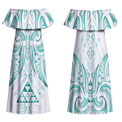 Maori Rugby Custom Ngaru Mangopare Couples Matching Off Shoulder Maxi Dress and Long Sleeve Button Shirt Karikiorangi Taniwha Motif