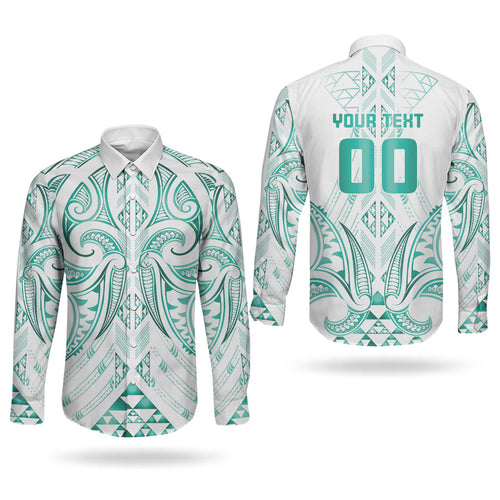 Maori Rugby Custom Ngaru Mangopare Couples Matching Off The Shoulder Long Sleeve Dress and Long Sleeve Button Shirt Karikiorangi Taniwha Motif