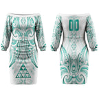 Maori Rugby Custom Ngaru Mangopare Couples Matching Off The Shoulder Long Sleeve Dress and Long Sleeve Button Shirt Karikiorangi Taniwha Motif