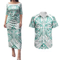 Maori Rugby Custom Ngaru Mangopare Couples Matching Puletasi and Hawaiian Shirt Karikiorangi Taniwha Motif