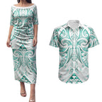 Maori Rugby Custom Ngaru Mangopare Couples Matching Puletasi and Hawaiian Shirt Karikiorangi Taniwha Motif