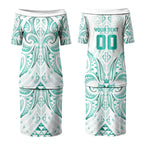 Maori Rugby Custom Ngaru Mangopare Couples Matching Puletasi and Long Sleeve Button Shirt Karikiorangi Taniwha Motif