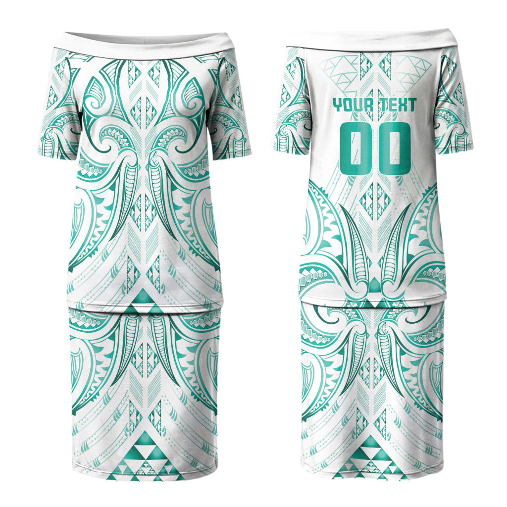 Maori Rugby Custom Ngaru Mangopare Couples Matching Puletasi and Long Sleeve Button Shirt Karikiorangi Taniwha Motif