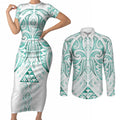 Maori Rugby Custom Ngaru Mangopare Couples Matching Short Sleeve Bodycon Dress and Long Sleeve Button Shirt Karikiorangi Taniwha Motif