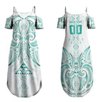 Maori Rugby Custom Ngaru Mangopare Couples Matching Summer Maxi Dress and Long Sleeve Button Shirt Karikiorangi Taniwha Motif