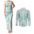 Maori Rugby Custom Ngaru Mangopare Couples Matching Tank Maxi Dress and Long Sleeve Button Shirt Karikiorangi Taniwha Motif