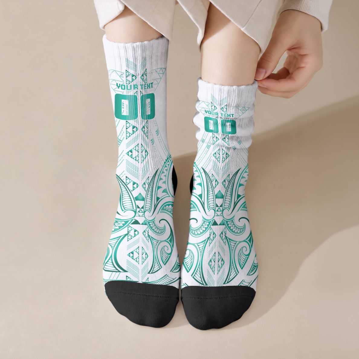 Maori Rugby Custom Ngaru Mangopare Crew Socks Karikiorangi Taniwha Motif