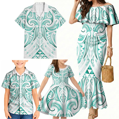 Maori Rugby Custom Ngaru Mangopare Family Matching Mermaid Dress and Hawaiian Shirt Karikiorangi Taniwha Motif