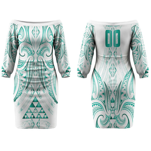 Maori Rugby Custom Ngaru Mangopare Family Matching Off The Shoulder Long Sleeve Dress and Hawaiian Shirt Karikiorangi Taniwha Motif