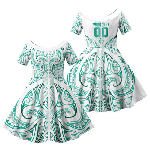 Maori Rugby Custom Ngaru Mangopare Family Matching Off The Shoulder Long Sleeve Dress and Hawaiian Shirt Karikiorangi Taniwha Motif