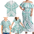 Maori Rugby Custom Ngaru Mangopare Family Matching Off Shoulder Maxi Dress and Hawaiian Shirt Karikiorangi Taniwha Motif